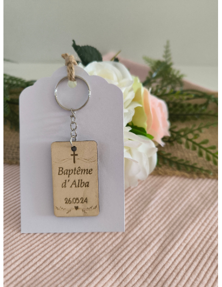 Porte Clés Bois Personnalisé Cadeau Invités Mariage Baptême Communion