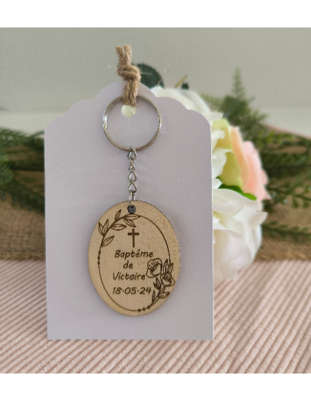 Porte Clés Bois Personnalisé Cadeau Invités Mariage Baptême Communion