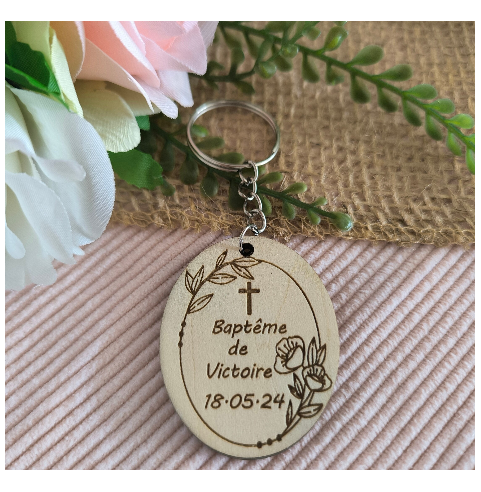 Porte Clés Bois Personnalisé Cadeau Invités Mariage Baptême Communion