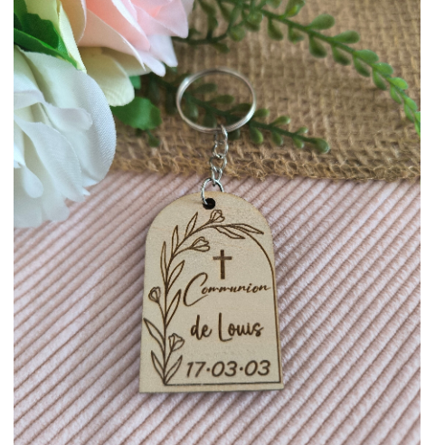 Porte Clés Bois Personnalisé Cadeau Invités Mariage Baptême Communion