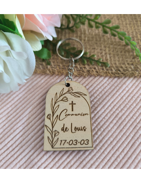 Porte Clés Bois Personnalisé Cadeau Invités Mariage Baptême Communion