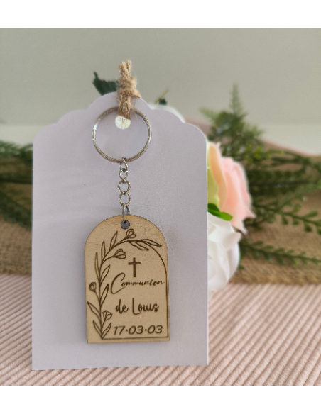 Porte Clés Bois Personnalisé Cadeau Invités Mariage Baptême Communion