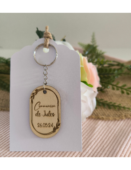 Porte Clés Bois Personnalisé Cadeau Invités Mariage Baptême Communion