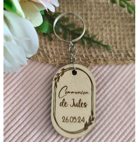 Porte Clés Bois Personnalisé Cadeau Invités Mariage Baptême Communion