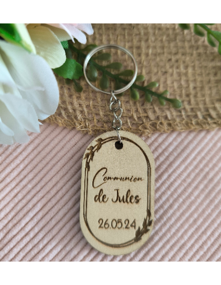 Porte Clés Bois Personnalisé Cadeau Invités Mariage Baptême Communion