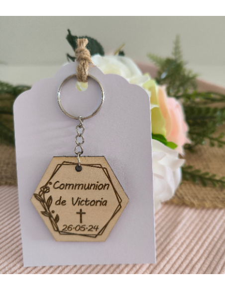 Porte Clés Bois Personnalisé Cadeau Invités Mariage Baptême Communion