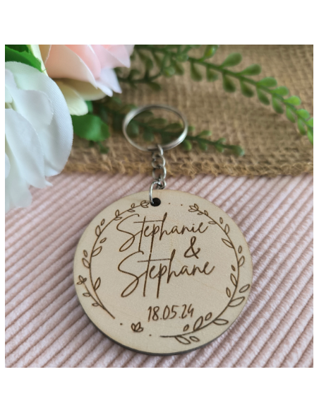 Porte Clés Bois Personnalisé Cadeau Invités Mariage Baptême Communion