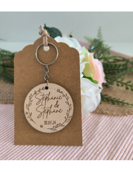 Porte Clés Bois Personnalisé Cadeau Invités Mariage Baptême Communion