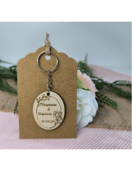 Porte Clés Bois Personnalisé Cadeau Invités Mariage Baptême Communion