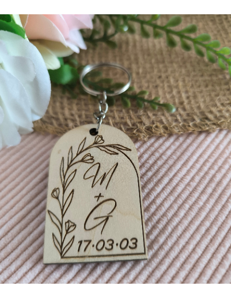 Porte Clés Bois Personnalisé Cadeau Invités Mariage Baptême Communion