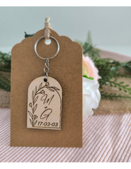 Porte Clés Bois Personnalisé Cadeau Invités Mariage Baptême Communion