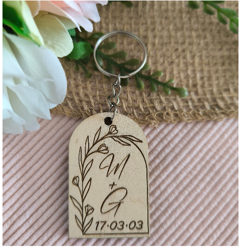 Porte Clés Bois Personnalisé Cadeau Invités Mariage Baptême Communion