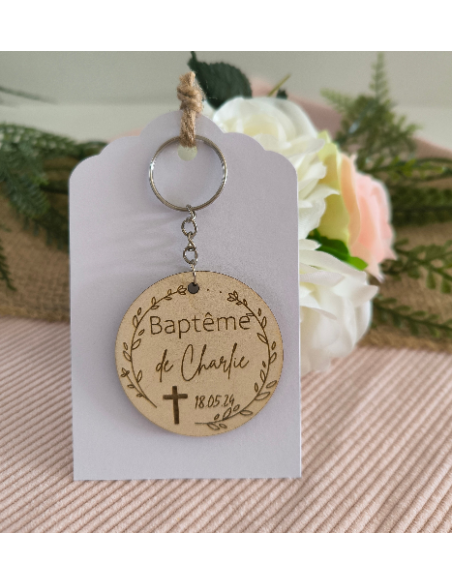 Porte Clés Bois Personnalisé Cadeau Invités Mariage Baptême Communion