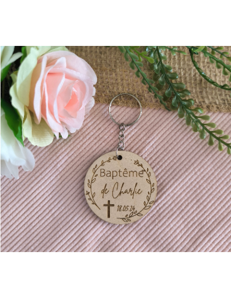 Porte Clés Bois Personnalisé Cadeau Invités Mariage Baptême Communion