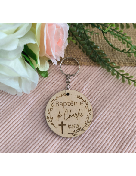 Porte Clés Bois Personnalisé Cadeau Invités Mariage Baptême Communion