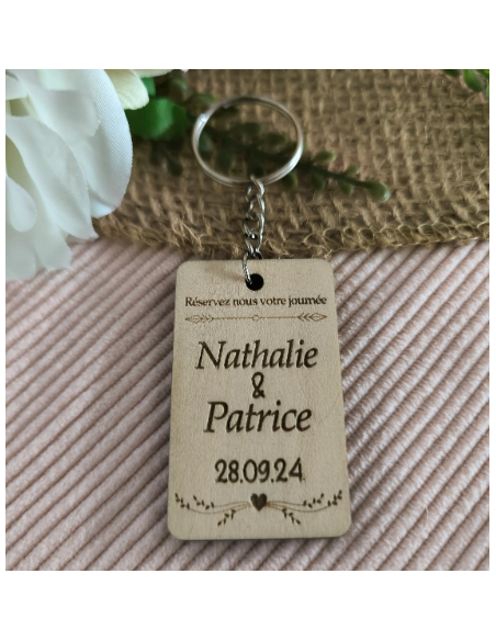 Porte Clés Bois Personnalisé Cadeau Invités Mariage Baptême Communion