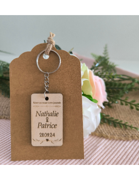 Porte Clés Bois Personnalisé Cadeau Invités Mariage Baptême Communion