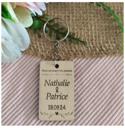 Porte Clés Bois Personnalisé Cadeau Invités Mariage Baptême Communion