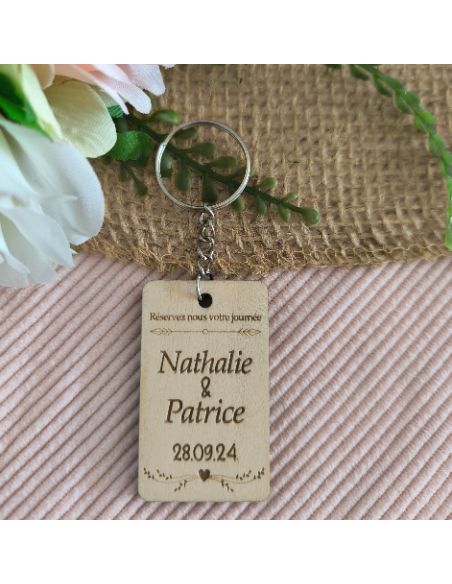 Porte Clés Bois Personnalisé Cadeau Invités Mariage Baptême Communion