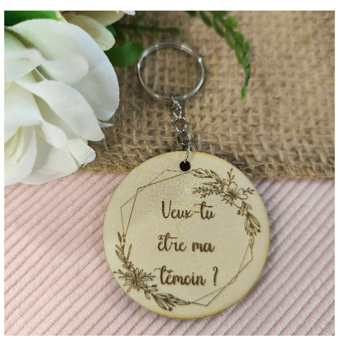 Porte Clés Bois Personnalisé Cadeau Invités Mariage Baptême Communion