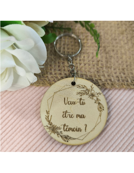 Porte Clés Bois Personnalisé Cadeau Invités Mariage Baptême Communion