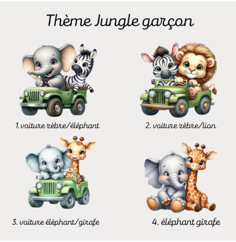 Cadre Photo Baptême Personnalisé Thème jungle...