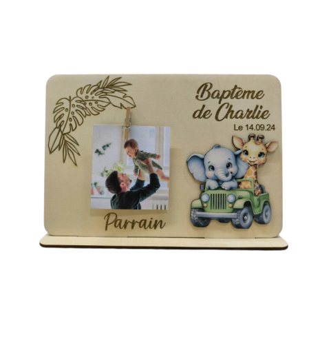 Cadre Photo Baptême Personnalisé Thème jungle...