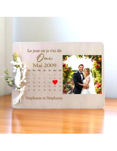 Cadre Photo Mariage Personnalisé Bois - Souvenir "Le jour... 2