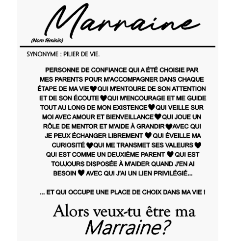 Cadre en Bois Demande Marraine Personnalisé...