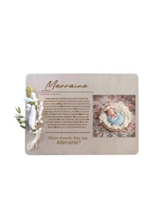 Cadre en Bois Demande Marraine Personnalisé Naissance 2