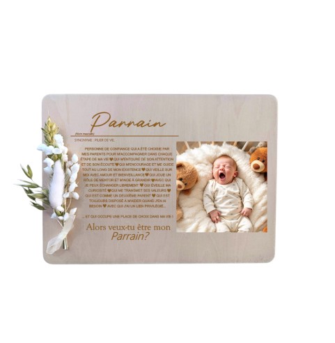 Cadre en Bois Demande Parrain Personnalisé...