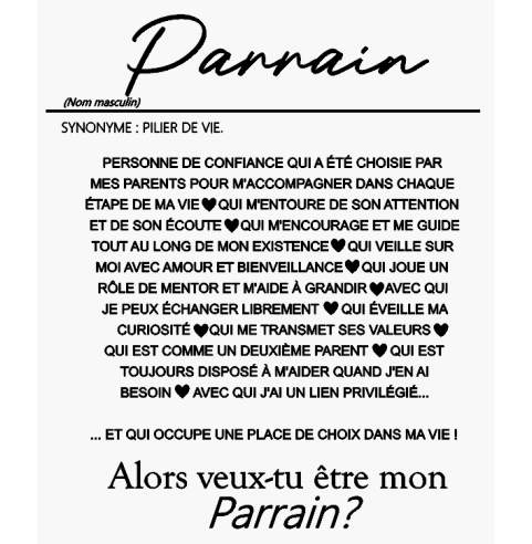 Cadre en Bois Demande Parrain Personnalisé...