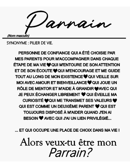 Cadre en Bois Demande Parrain Personnalisé Naissance