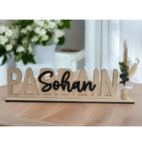Cadeau Parrain Marraine Personnalisé en Bois