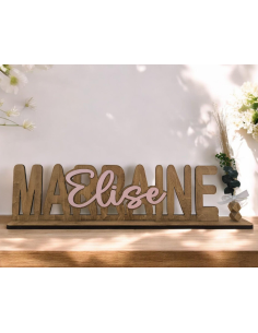 Cadeau Parrain Marraine Personnalisé en Bois 2