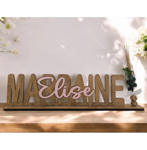 Cadeau Parrain Marraine Personnalisé en Bois