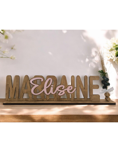 Cadeau Parrain Marraine Personnalisé en Bois