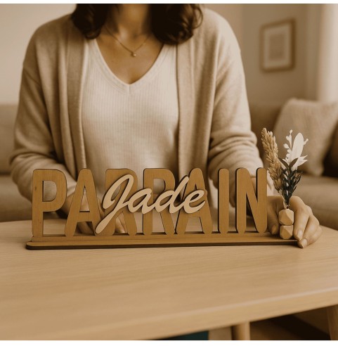 Cadeau Parrain Marraine Personnalisé en Bois