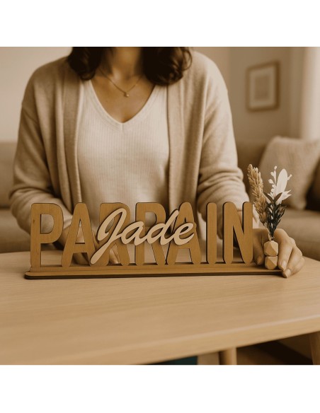 Cadeau Parrain Marraine Personnalisé en Bois
