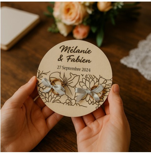 Porte-Alliances Mariage Bois Personnalisé |...