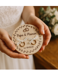 Porte-Alliances Mariage Bois Personnalisé | Prénoms &...
