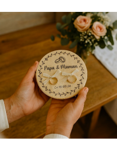 Porte-Alliances Mariage Bois Personnalisé | Prénoms &... 2