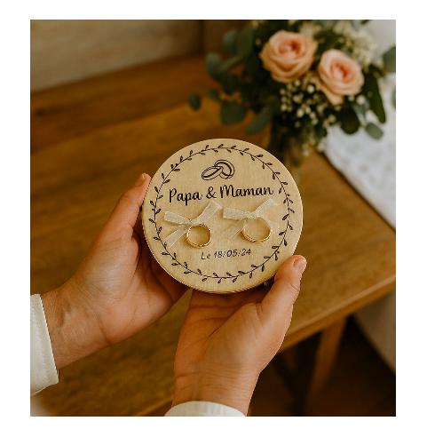 Porte-Alliances Mariage Bois Personnalisé |...