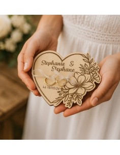 Porte-Alliances Mariage Bois Personnalisé | Prénoms &...