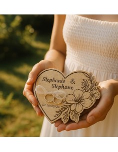 Porte-Alliances Mariage Bois Personnalisé | Prénoms &... 2
