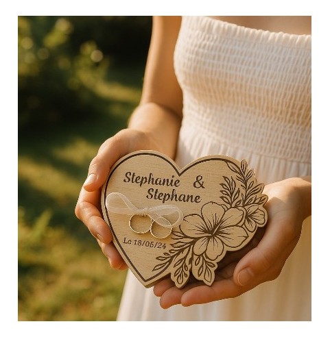 Porte-Alliances Mariage Bois Personnalisé |...