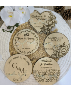 Porte-Alliances Mariage Bois Personnalisé | Prénoms &... 2