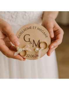 Porte-Alliances Mariage Bois Personnalisé | Prénoms &...