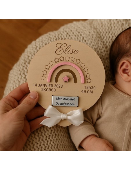 Support Bracelet Naissance Bois Personnalisé | Souvenir Bébé Gravé