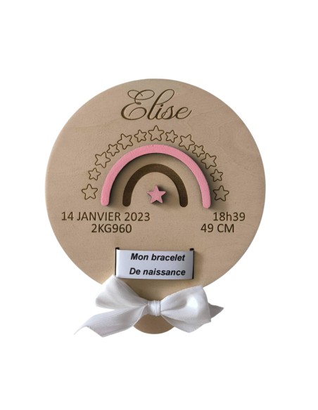 Support Bracelet Naissance Bois Personnalisé | Souvenir Bébé Gravé